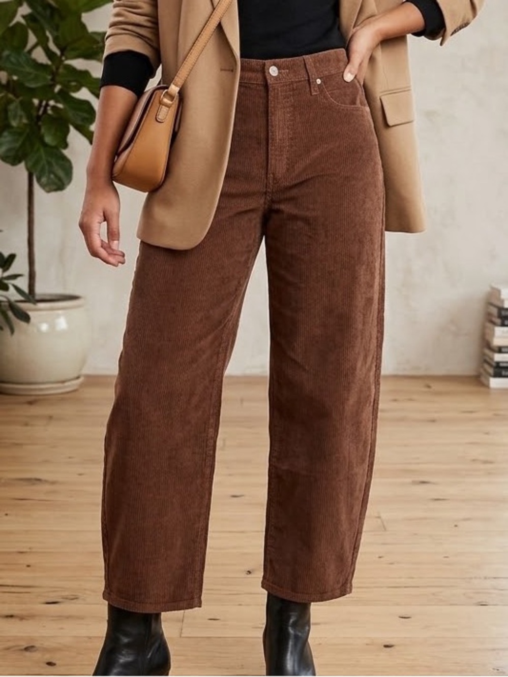 Old Navy High-Rise Wide-Leg Corduroy Pants in Dark Brown